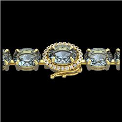 15.25 ctw Aquamarine & Diamond Eternity Bracelet 14K Yellow Gold - REF-176A4V - SKU:40223