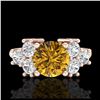 Image 2 : 2.1 ctw Intense Fancy Yellow Diamond Ring 18K Rose Gold - REF-290K9W - SKU:37610