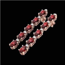 15.47 ctw Garnet & VS/SI Diamond Tennis Earrings 10K Rose Gold - REF-74N7A - SKU:29481