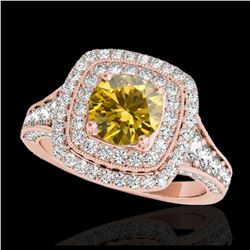 2 ctw SI/I Fancy Intense Yellow Diamond Halo Ring 10K Rose Gold - REF-231R8K - SKU:33660