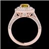Image 2 : 2 ctw SI/I Fancy Intense Yellow Diamond Halo Ring 10K Rose Gold - REF-231R8K - SKU:33660