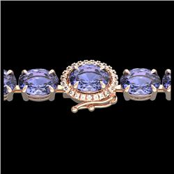 19.25 ctw Tanzanite & Diamond Eternity Bracelet 14K Rose Gold - REF-234Y5X - SKU:40247