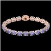 Image 2 : 19.25 ctw Tanzanite & Diamond Eternity Bracelet 14K Rose Gold - REF-234Y5X - SKU:40247