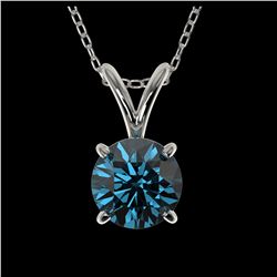 0.73 ctw Intense Blue Diamond Necklace 10K White Gold - REF-82R5K - SKU:36742