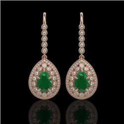 10.15 ctw Emerald & Diamond Earrings 14K Rose Gold - REF-286X2R - SKU:43146