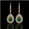 Image 1 : 10.15 ctw Emerald & Diamond Earrings 14K Rose Gold - REF-286X2R - SKU:43146