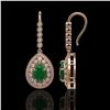 Image 2 : 10.15 ctw Emerald & Diamond Earrings 14K Rose Gold - REF-286X2R - SKU:43146