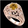 Image 1 : 1.07 ctw Intense Fancy Yellow Diamond Art Deco Ring 18K Rose Gold - REF-254Y5X - SKU:37554
