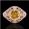 Image 2 : 1.07 ctw Intense Fancy Yellow Diamond Art Deco Ring 18K Rose Gold - REF-254Y5X - SKU:37554
