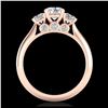 Image 2 : 1.50 ctw VS/SI Diamond Solitaire Art Deco 3 Stone Ring 18K Rose Gold - REF-236Y4X - SKU:37314