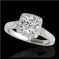1.50 ctw H-SI/I Diamond Solitaire Halo Ring 10K White Gold - REF-190K9W - SKU:33364