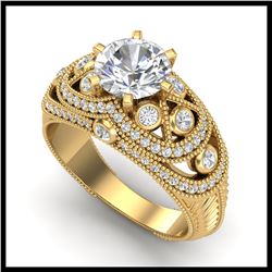 2 ctw VS/SI Diamond Solitaire Art Deco Ring 18K Yellow Gold - REF-480F2N - SKU:37114