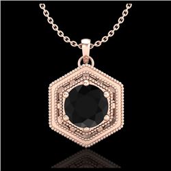 0.76 ctw Fancy Black Diamond Art Deco Stud Necklace 18K Rose Gold - REF-47Y3X - SKU:37514
