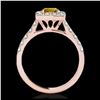 Image 2 : 2 ctw SI/I Fancy Intense Yellow Diamond Halo Ring 10K Rose Gold - REF-158X2R - SKU:34140
