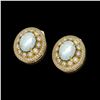 Image 2 : 7.4 ctw Opal & Diamond Earrings 14K Yellow Gold - REF-227X8R - SKU:43648
