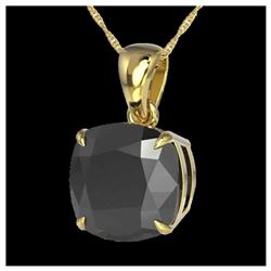 6 Cushion Black VS/SI Diamond necklace 18K Yellow Gold - REF-143X6R - SKU:21976