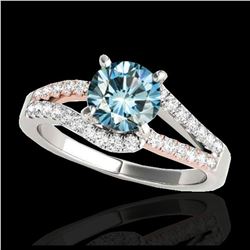 1.40 ctw SI Fancy Blue Diamond Solitaire Ring 10K White & Rose Gold - REF-132F3N - SKU:35299