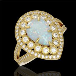 4.19 ctw Opal & Diamond Ring 14K Yellow Gold - REF-148K2W - SKU:43138