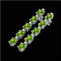 10.36 ctw Peridot & VS/SI Diamond Earrings 10K White Gold - REF-65N8A - SKU:29401