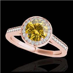1.33 ctw SI/I Fancy Intense Yellow Diamond Ring 10K Rose Gold - REF-190W9H - SKU:33516