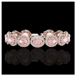23 ctw Morganite & VS/SI Diamond Bracelet 10K Rose Gold - REF-527H3M - SKU:22692
