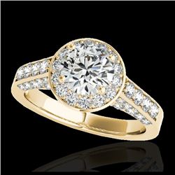 1.80 ctw H-SI/I Diamond Solitaire Halo Ring 10K Yellow Gold - REF-218R2K - SKU:34044