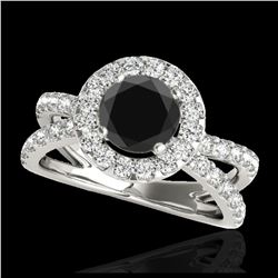 2.01 ctw VS Black Diamond Solitaire Halo Ring 10K White Gold - REF-74F6N - SKU:34028