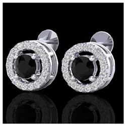 0.75 ctw VS/SI Diamond Earrings Halo 18K White Gold - REF-44K5W - SKU:20056