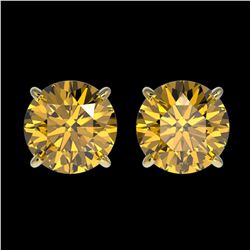 2.04 ctw Intense Yellow Diamond Stud Earrings 10K Yellow Gold - REF-360F2N - SKU:36670