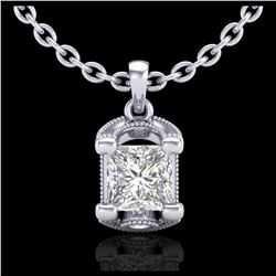 1.25 ctw Princess VS/SI Diamond Art Deco Necklace 18K White Gold - REF-315H2M - SKU:37154