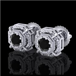 1.11 ctw Fancy Black Diamond Art Deco Stud Earrings 18K White Gold - REF-100R2K - SKU:37450