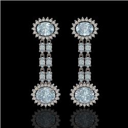 9.85 ctw Sky Topaz & Diamond Earrings 14K White Gold - REF-143W5H - SKU:44312