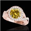 Image 1 : 2 ctw SI/I Fancy Intense Yellow Diamond Halo Ring 10K Rose Gold - REF-181H3M - SKU:33284