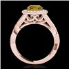 Image 2 : 2 ctw SI/I Fancy Intense Yellow Diamond Halo Ring 10K Rose Gold - REF-181H3M - SKU:33284
