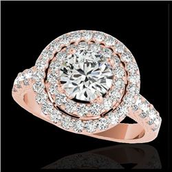 2.25 ctw H-SI/I Diamond Solitaire Halo Ring 10K Rose Gold - REF-218V2Y - SKU:34212