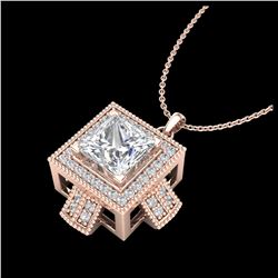 1.46 ctw Princess VS/SI Diamond Necklace 18K Rose Gold - REF-418V2Y - SKU:37194