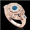 Image 1 : 0.75 ctw Fancy Intense Blue Diamond Art Deco Ring 18K Rose Gold - REF-172M7F - SKU:37818