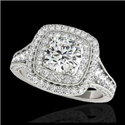 2 ctw H-SI/I Diamond Solitaire Halo Ring 10K White Gold - REF-231W8H - SKU:33652