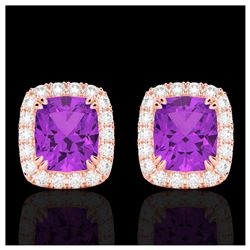 2.50 ctw Amethyst & VS/SI Diamond Earrings 10K Rose Gold - REF-45H5M - SKU:22856