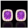 Image 1 : 2.50 ctw Amethyst & VS/SI Diamond Earrings 10K Rose Gold - REF-45H5M - SKU:22856