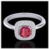 Image 1 : 1.16 ctw Ruby & VS/SI Diamond Ring Halo 18K White Gold - REF-70R9K - SKU:21033