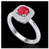 Image 2 : 1.16 ctw Ruby & VS/SI Diamond Ring Halo 18K White Gold - REF-70R9K - SKU:21033