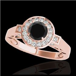 1.50 ctw VS Black Diamond Solitaire Halo Ring 10K Rose Gold - REF-62K7W - SKU:34571
