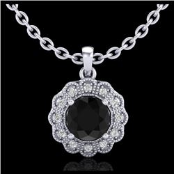 1.15 ctw Fancy Black Diamond Art Deco Stud Necklace 18K White Gold - REF-89Y3X - SKU:37842