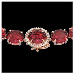 145 ctw Pink Tourmaline & VS/SI Diamond Necklace 14K Rose Gold - REF-1955H6M - SKU:22309