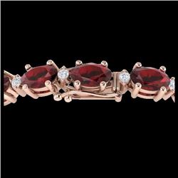 19.7 ctw Garnet & VS/SI Diamond Eternity Bracelet 10K Rose Gold - REF-98A2V - SKU:29369