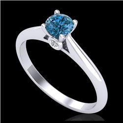 0.40 ctw Intense Blue Diamond Art Deco Ring 18K White Gold - REF-80W2H - SKU:38181