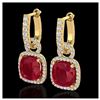 Image 1 : 6 ctw Ruby & VS/SI Diamond Earrings 18K Yellow Gold - REF-118H9M - SKU:22969