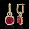 Image 2 : 6 ctw Ruby & VS/SI Diamond Earrings 18K Yellow Gold - REF-118H9M - SKU:22969