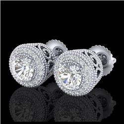 1.55 ctw VS/SI Diamond Solitaire Art Deco Stud Earrings 18K White Gold - REF-259N3A - SKU:36962
